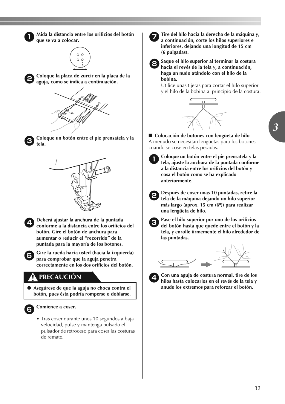 Precaución | Brother LS2250PRW User Manual | Page 81 / 96