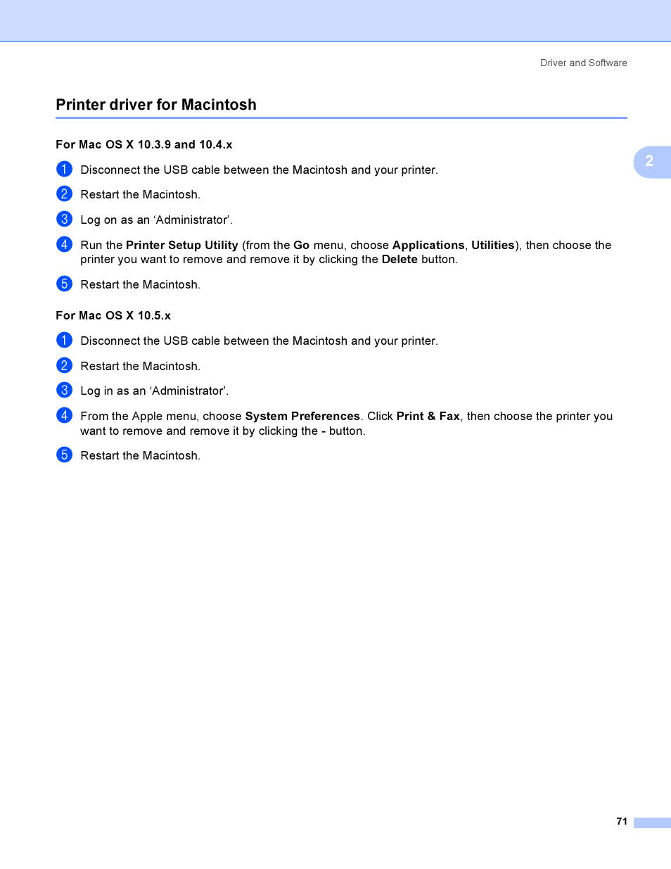 Printer driver for macintosh, 2printer driver for macintosh | Brother HL 3070CW User Manual | Page 81 / 200
