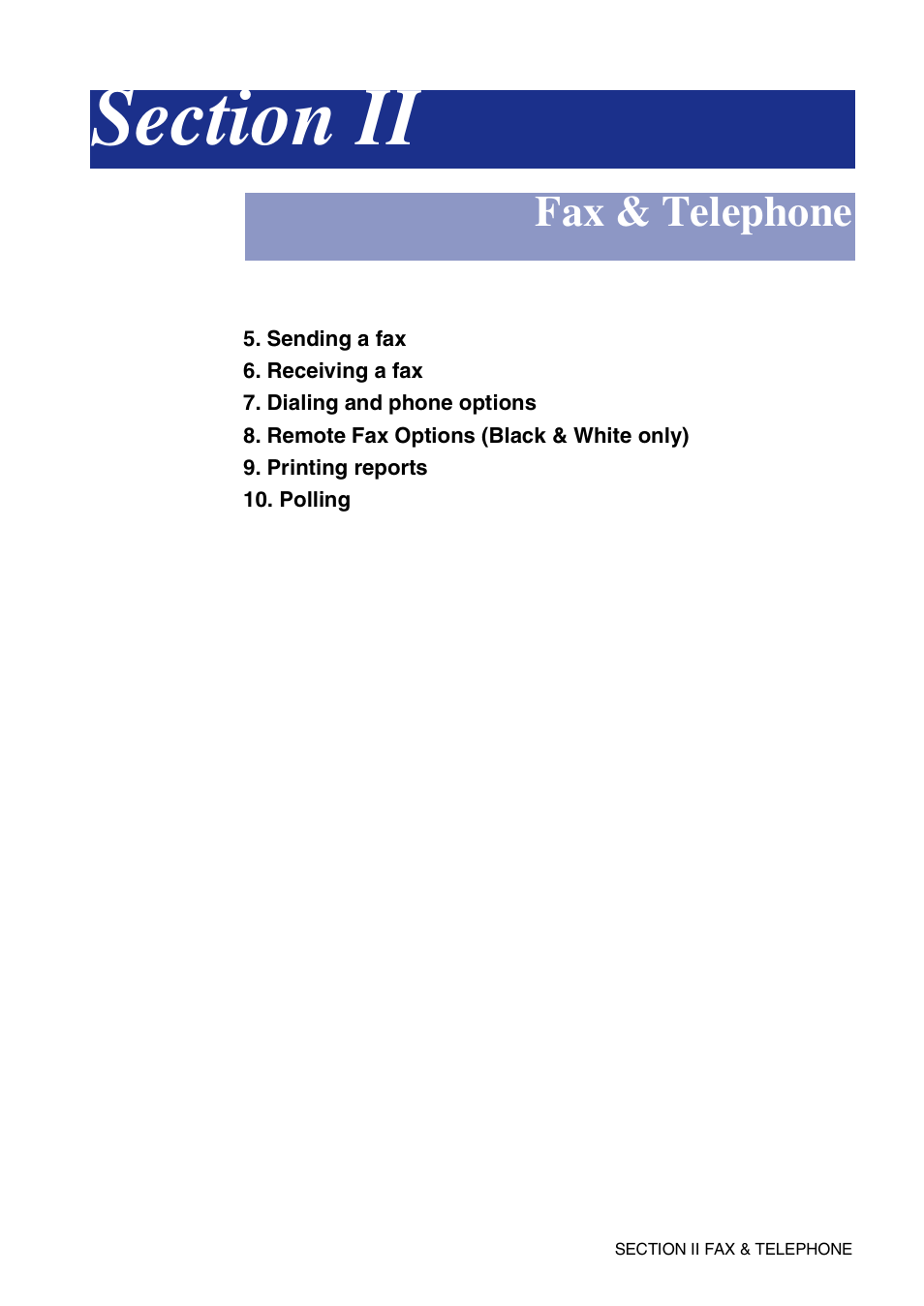 Section ii fax & telephone, Section ii - fax & telephone, Fax & telephone | Brother MFC-9420CN User Manual | Page 50 / 195