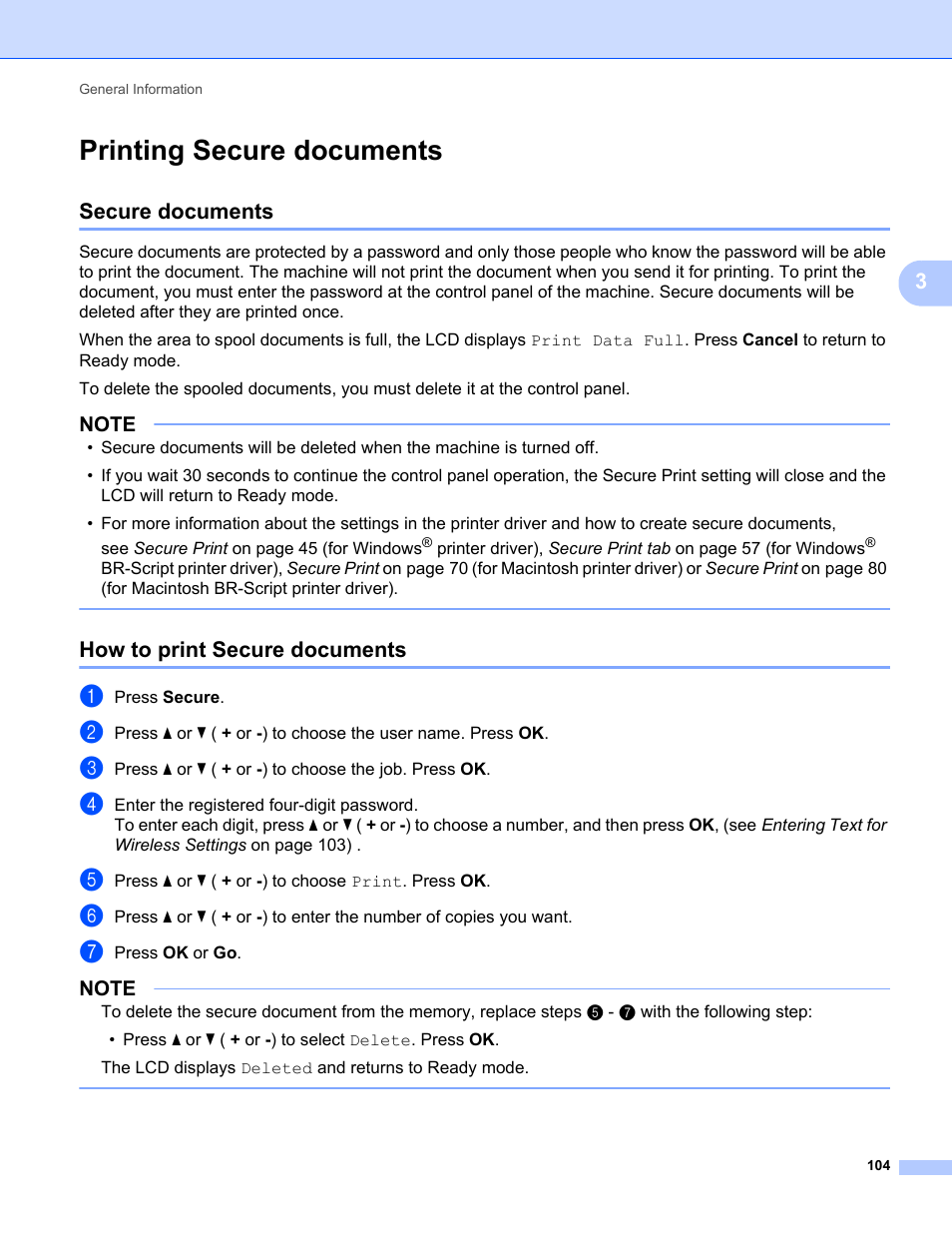 Printing secure documents, Secure documents, How to print secure documents | Secure documents how to print secure documents | Brother HL-L8350CDWT User Manual | Page 111 / 223