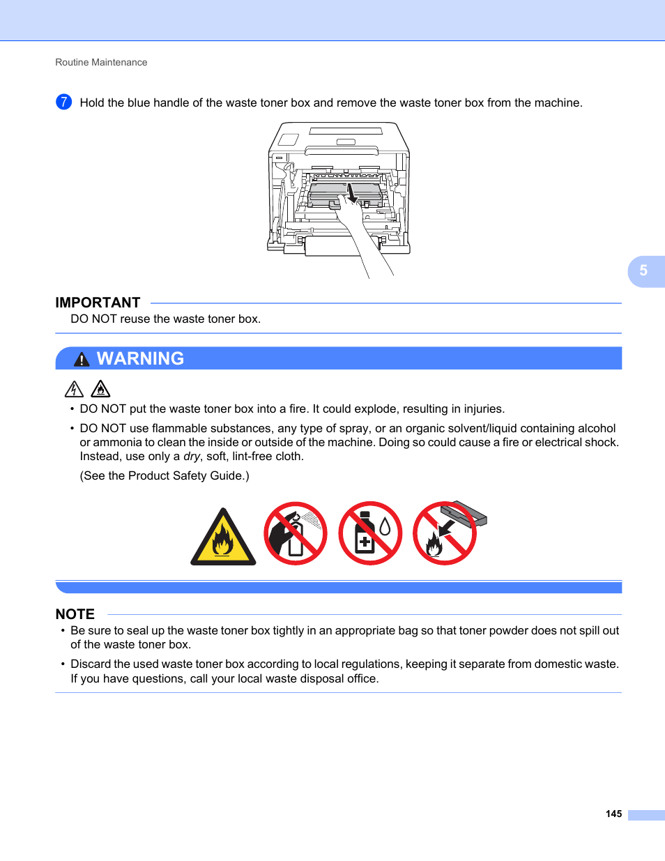 Warning, Important | Brother HL-L8350CDWT User Manual | Page 152 / 223