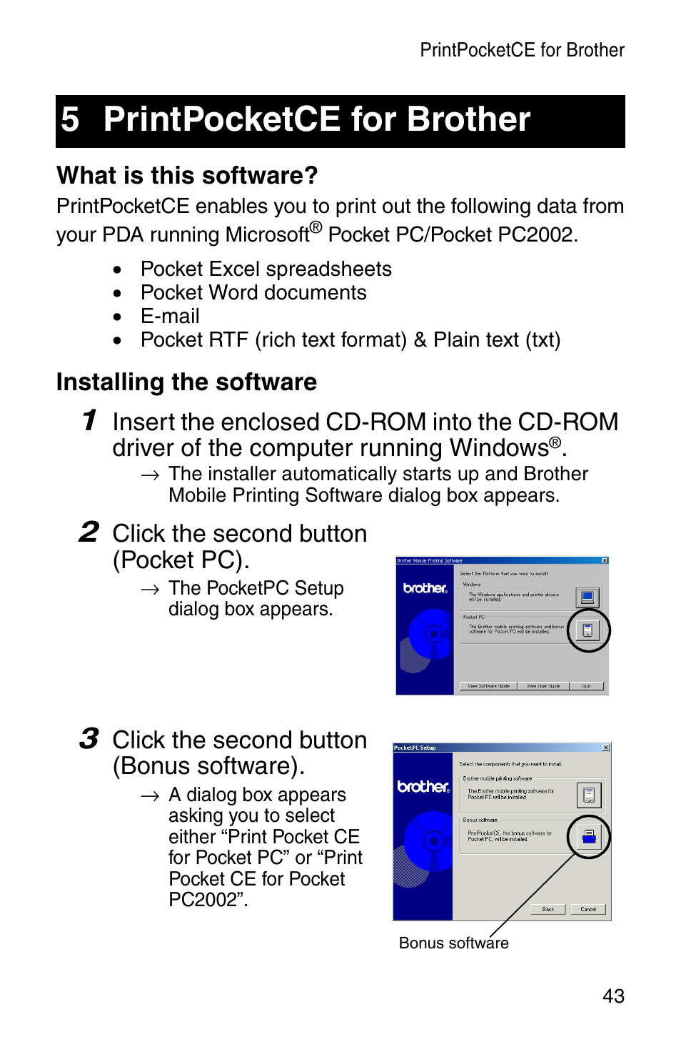 5 printpocketce for brother | Brother MW-140BT User Manual | Page 45 / 93