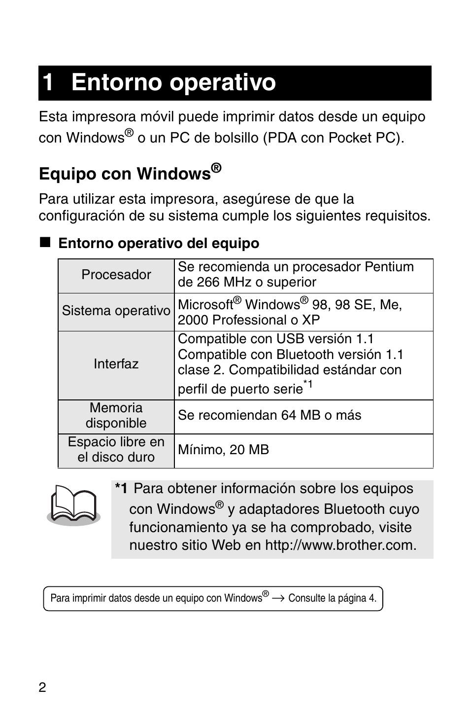 1 entorno operativo, Equipo con windows | Brother MW-140BT User Manual | Page 50 / 93