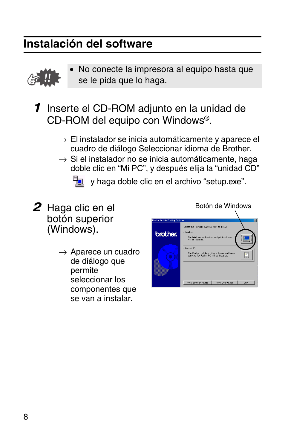 Instalación del software | Brother MW-140BT User Manual | Page 56 / 93