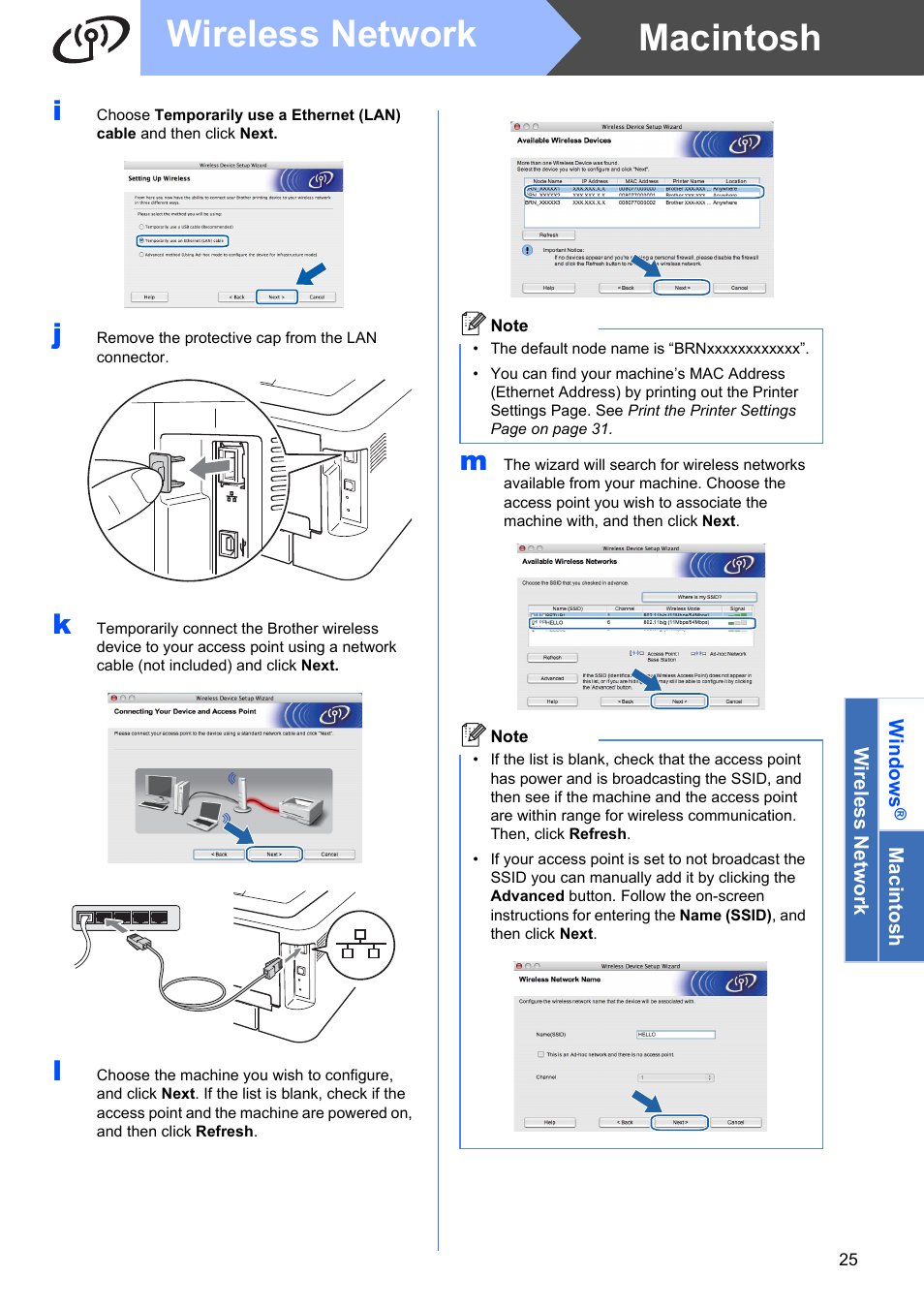 Macintosh wireless network | Brother HL 2270DW User Manual | Page 25 / 35