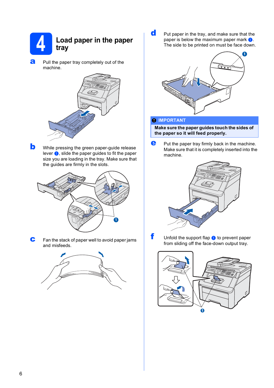 4 load paper in the paper tray, Load paper in the paper tray | Brother MFC-9010CN User Manual | Page 6 / 27