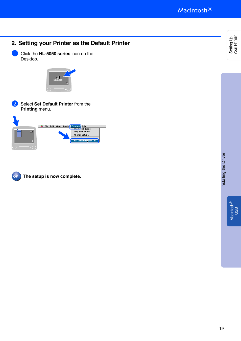 Setting your printer as the default printer | Brother HL-5050 User Manual | Page 21 / 26