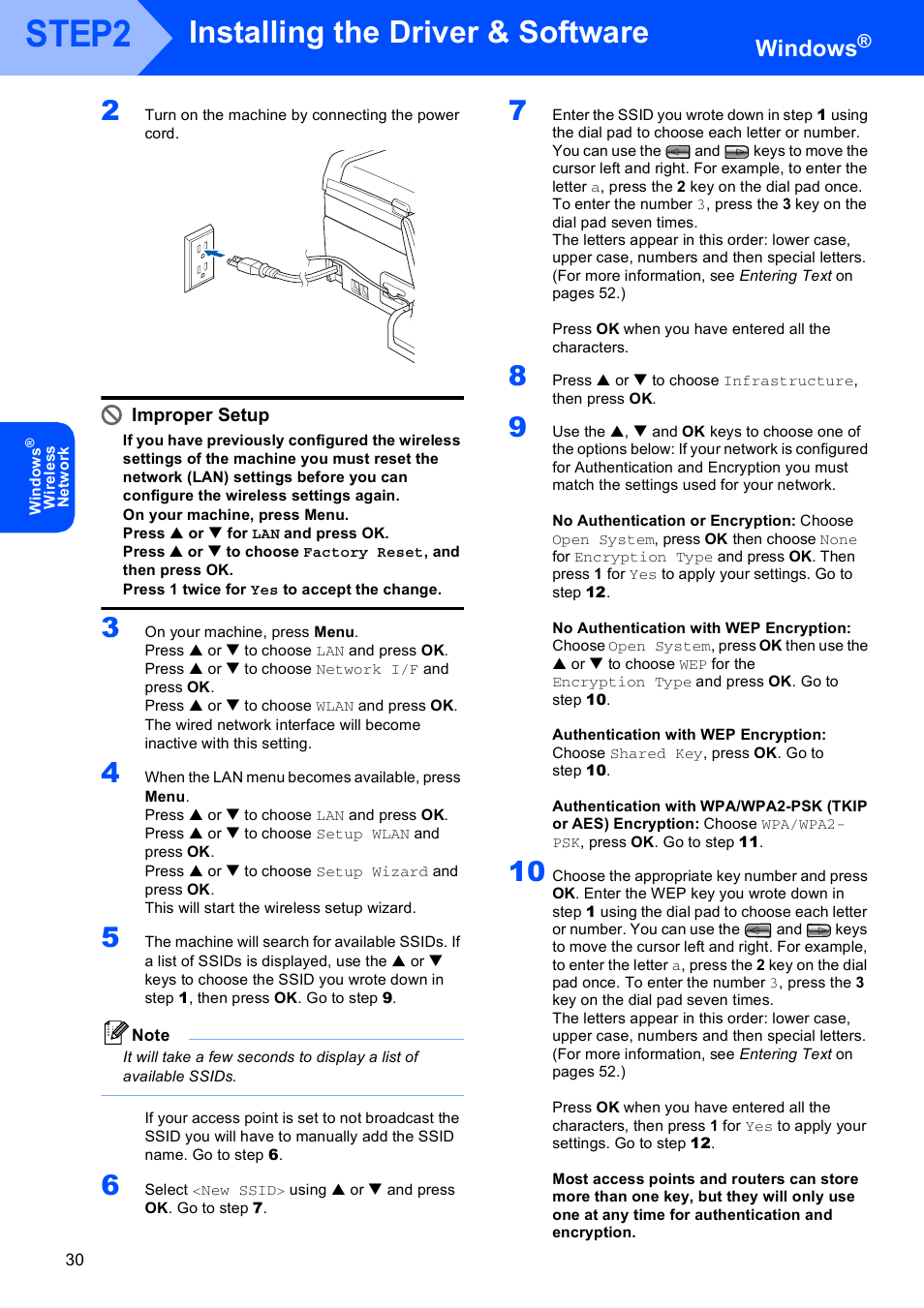 Step2, Installing the driver & software, Windows | Brother MFC-845CW User Manual | Page 32 / 57