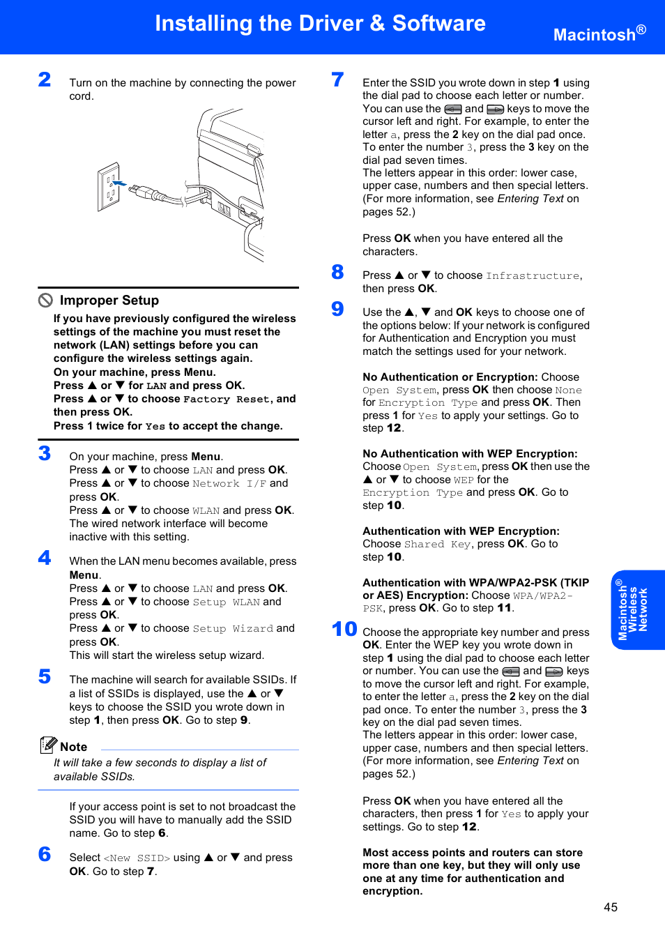 Installing the driver & software, Macintosh | Brother MFC-845CW User Manual | Page 47 / 57