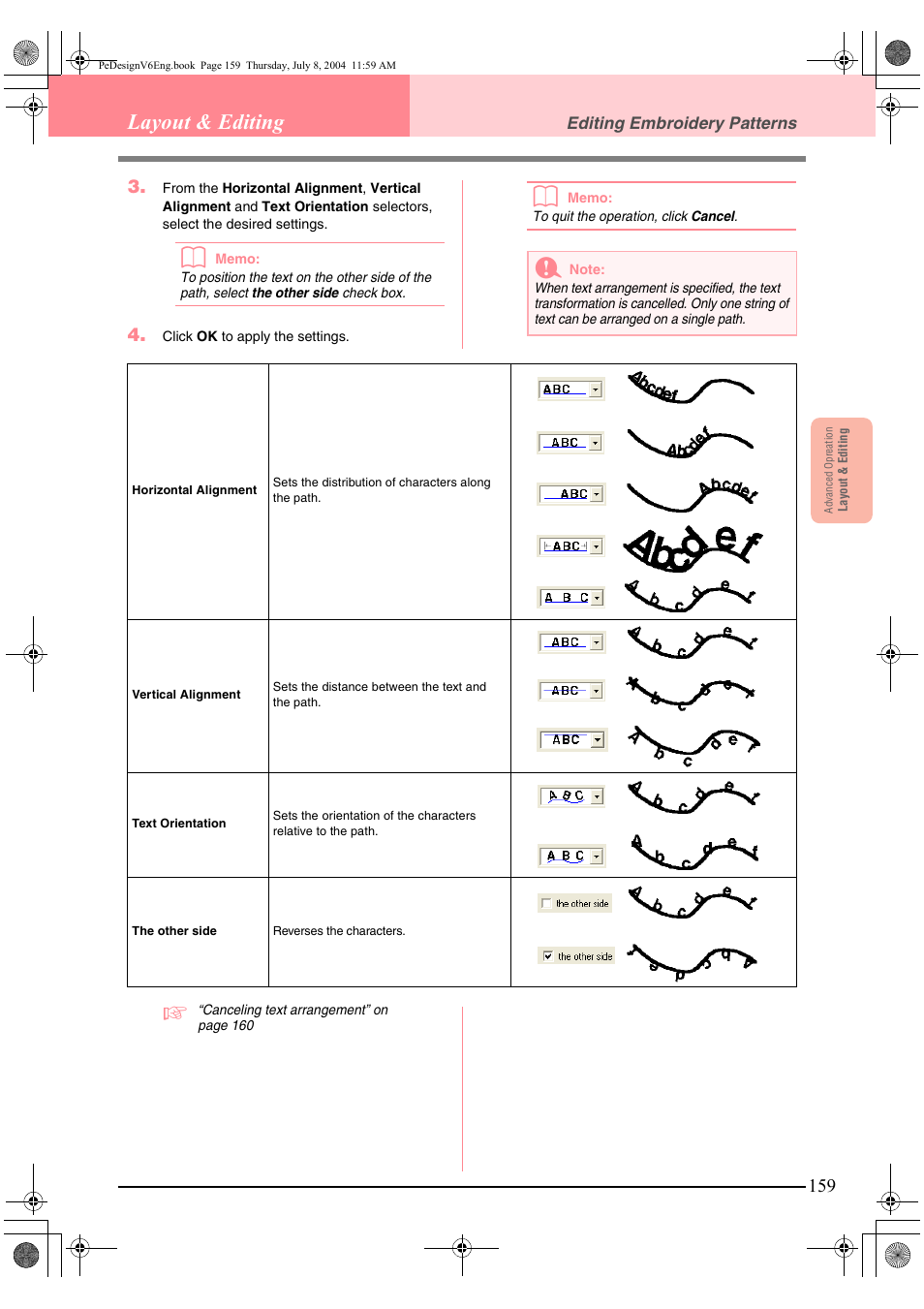 Layout & editing | Brother PE-DESIGN Ver.6 User Manual | Page 167 / 272