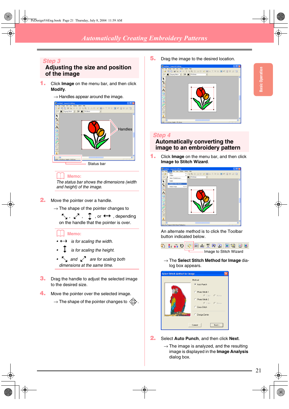 Automatically creating embroidery patterns | Brother PE-DESIGN Ver.6 User Manual | Page 29 / 272