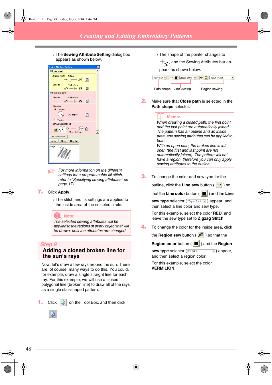 Creating and editing embroidery patterns | Brother PE-DESIGN Ver.6 User Manual | Page 56 / 272