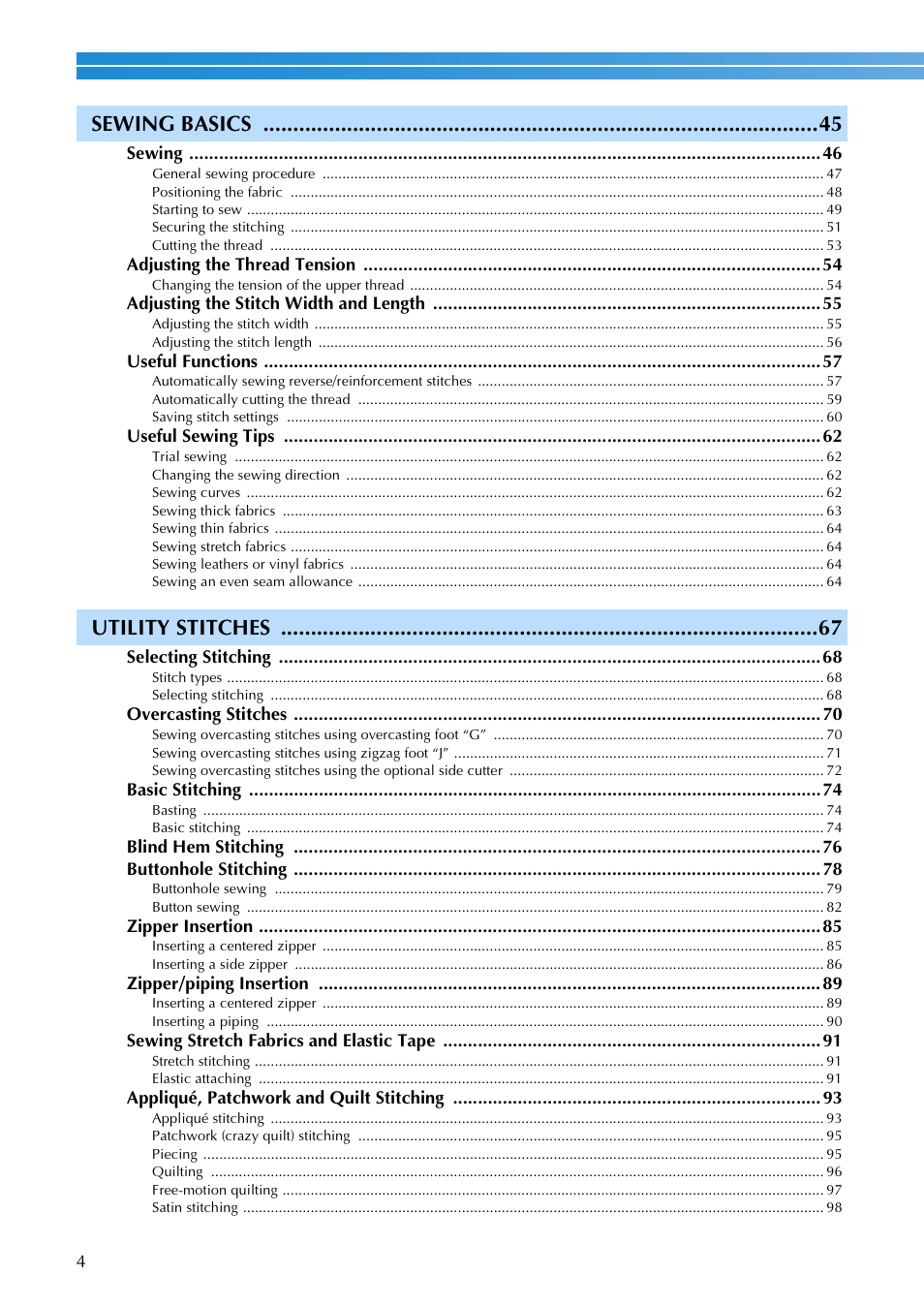 Sewing basics, Utility stitches | Brother SB3129 User Manual | Page 10 / 156