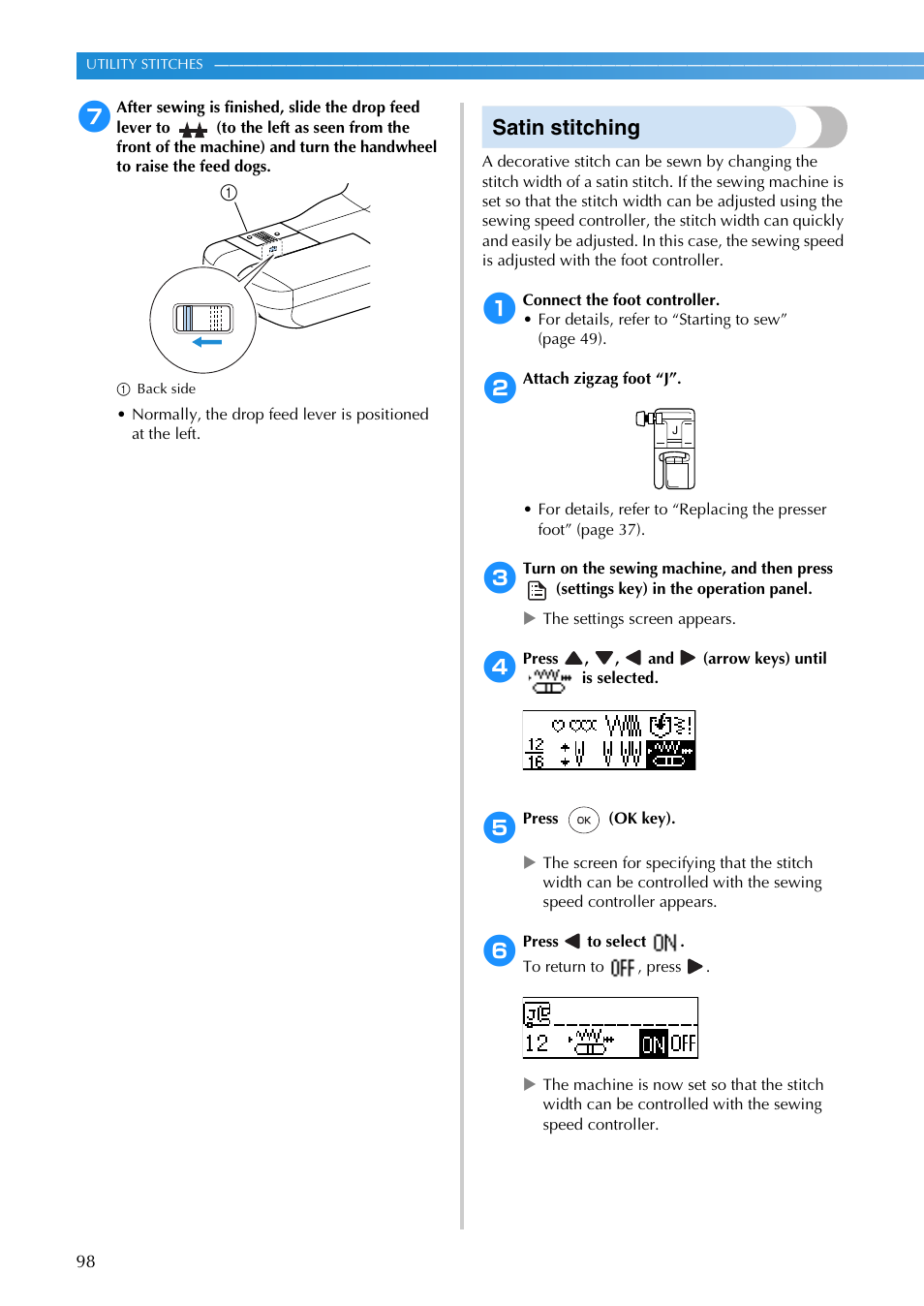 Satin stitching | Brother SB3129 User Manual | Page 104 / 156