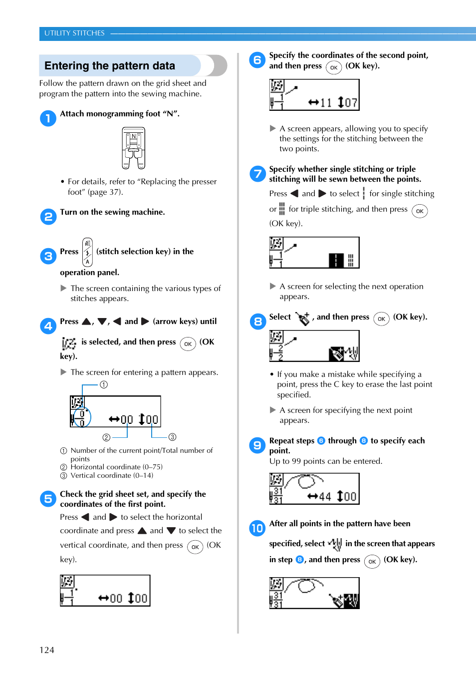 Entering the pattern data | Brother SB3129 User Manual | Page 130 / 156