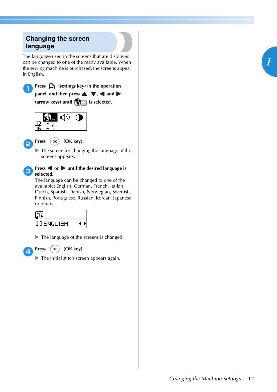Changing the screen language | Brother SB3129 User Manual | Page 23 / 156