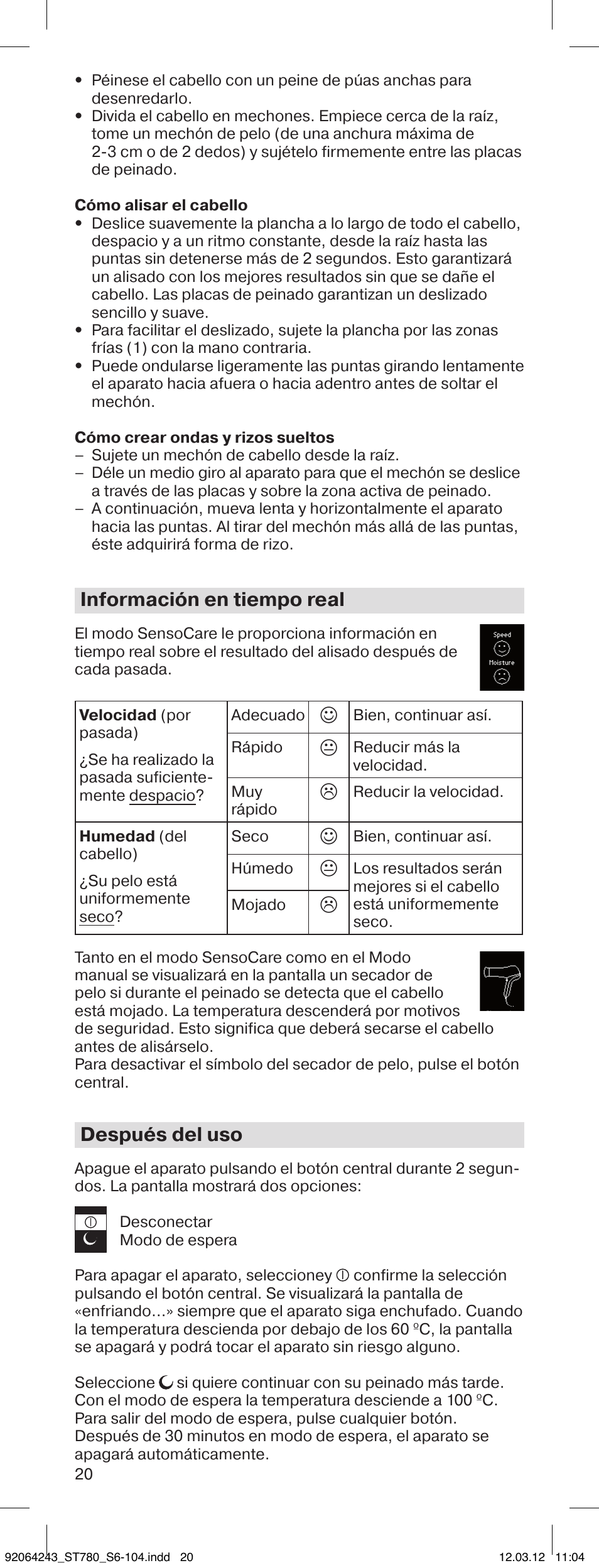 Información en tiempo real, Después del uso | Braun ST780 Satin Hair 7 User Manual | Page 19 / 99