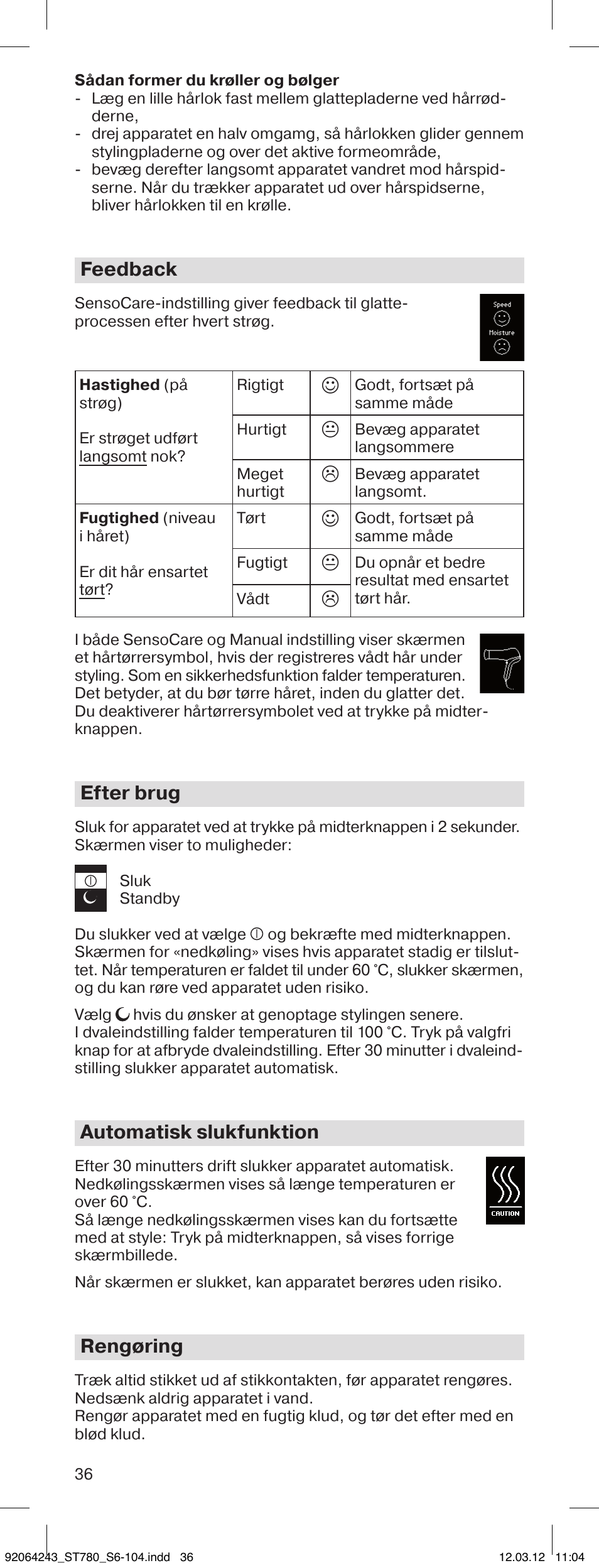 Feedback, Efter brug, Automatisk slukfunktion | Rengøring | Braun ST780 Satin Hair 7 User Manual | Page 35 / 99
