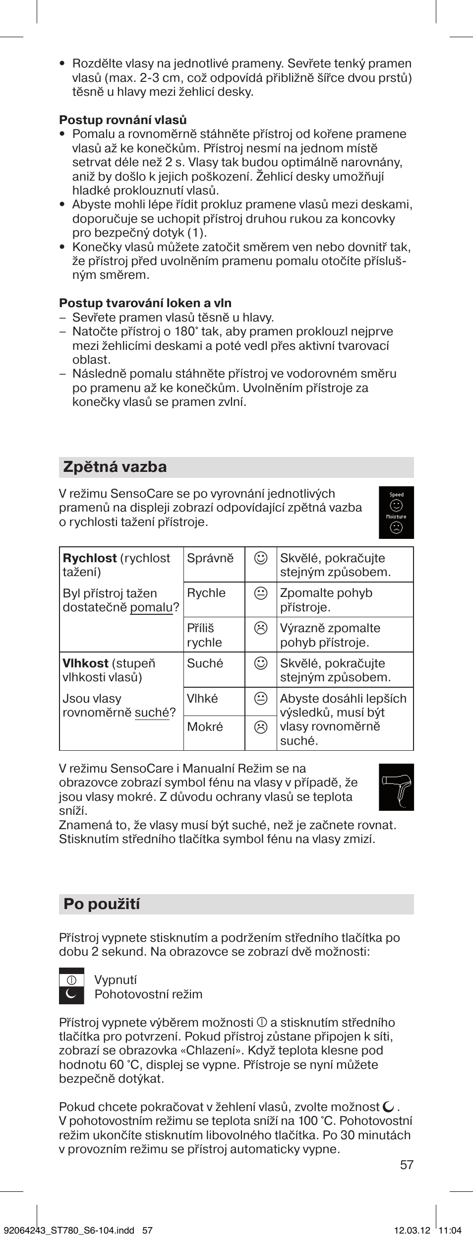 Zpětná vazba, Po použití | Braun ST780 Satin Hair 7 User Manual | Page 56 / 99