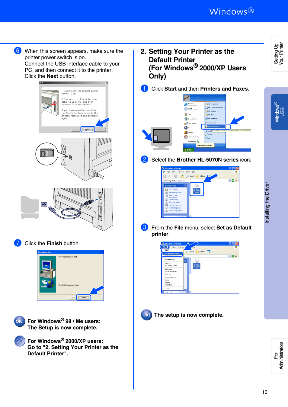 2000/xp users only) | Brother HL-5070N User Manual | Page 15 / 38