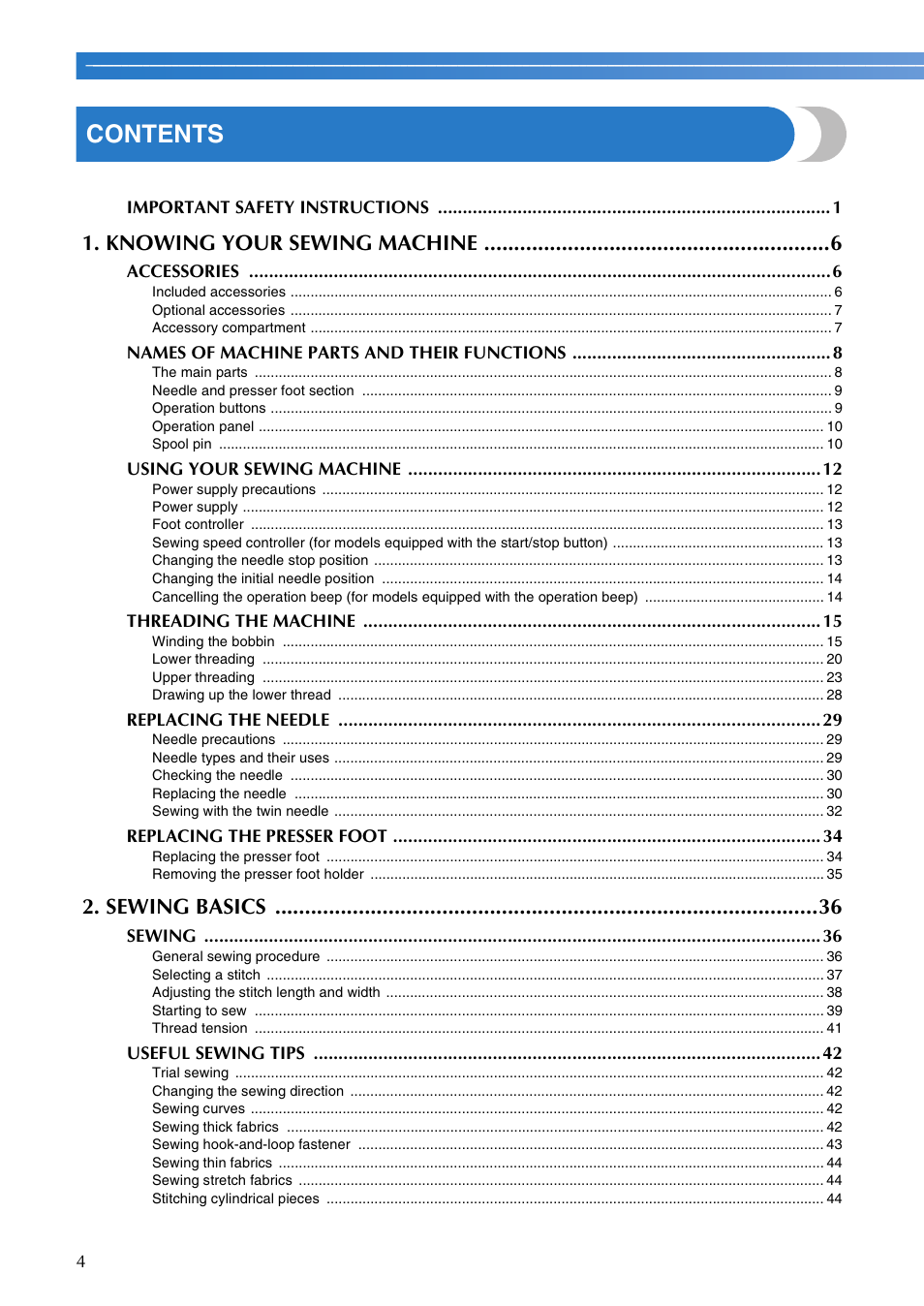 Brother CE1100PRW User Manual | Page 6 / 104