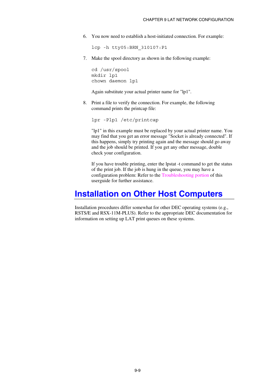 Installation on other host computers | Brother HL-1870N User Manual | Page 103 / 149