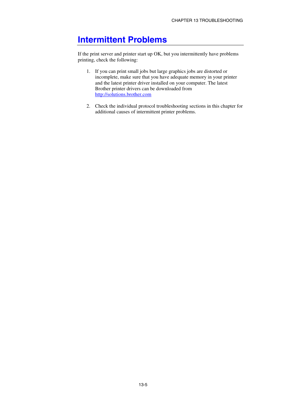 Intermittent problems | Brother HL-1870N User Manual | Page 127 / 149