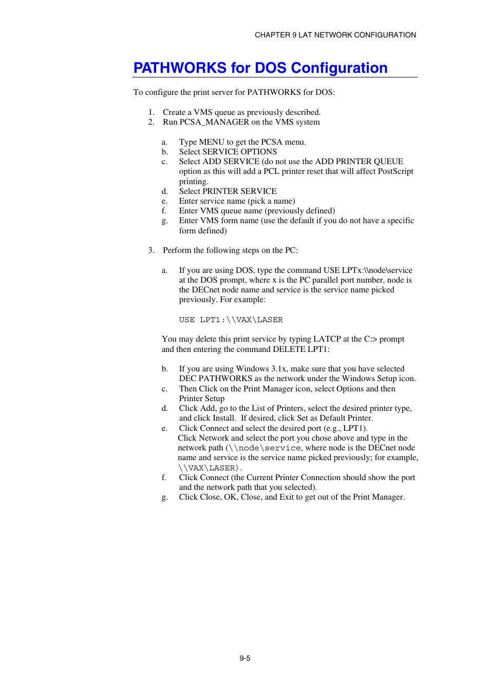 Pathworks for dos configuration | Brother HL-1870N User Manual | Page 99 / 149