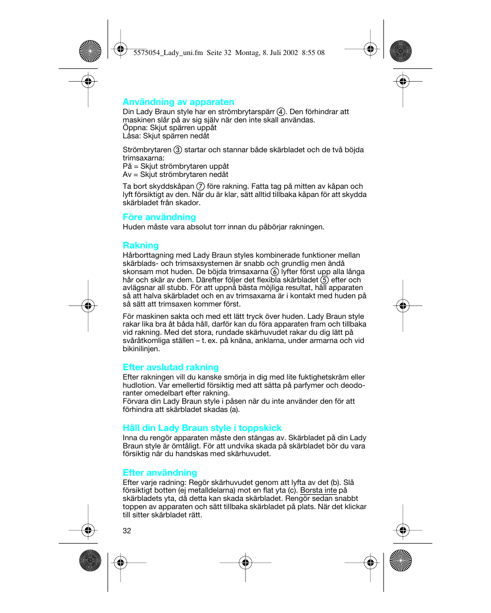 Braun Lady Style universal User Manual | Page 32 / 47