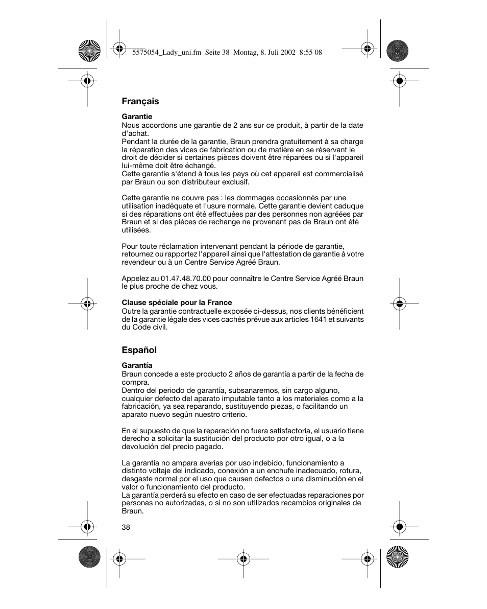 Braun Lady Style universal User Manual | Page 38 / 47