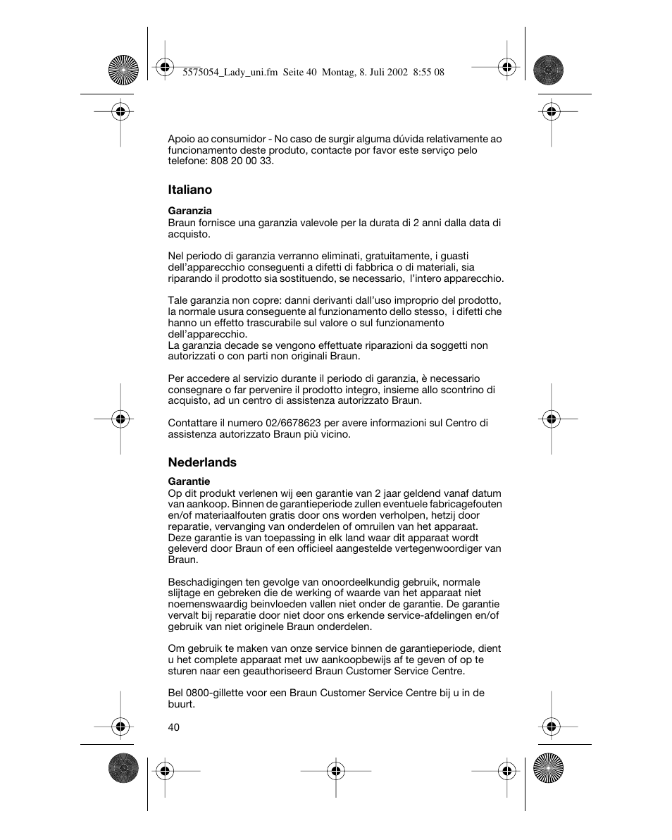 Braun Lady Style universal User Manual | Page 40 / 47