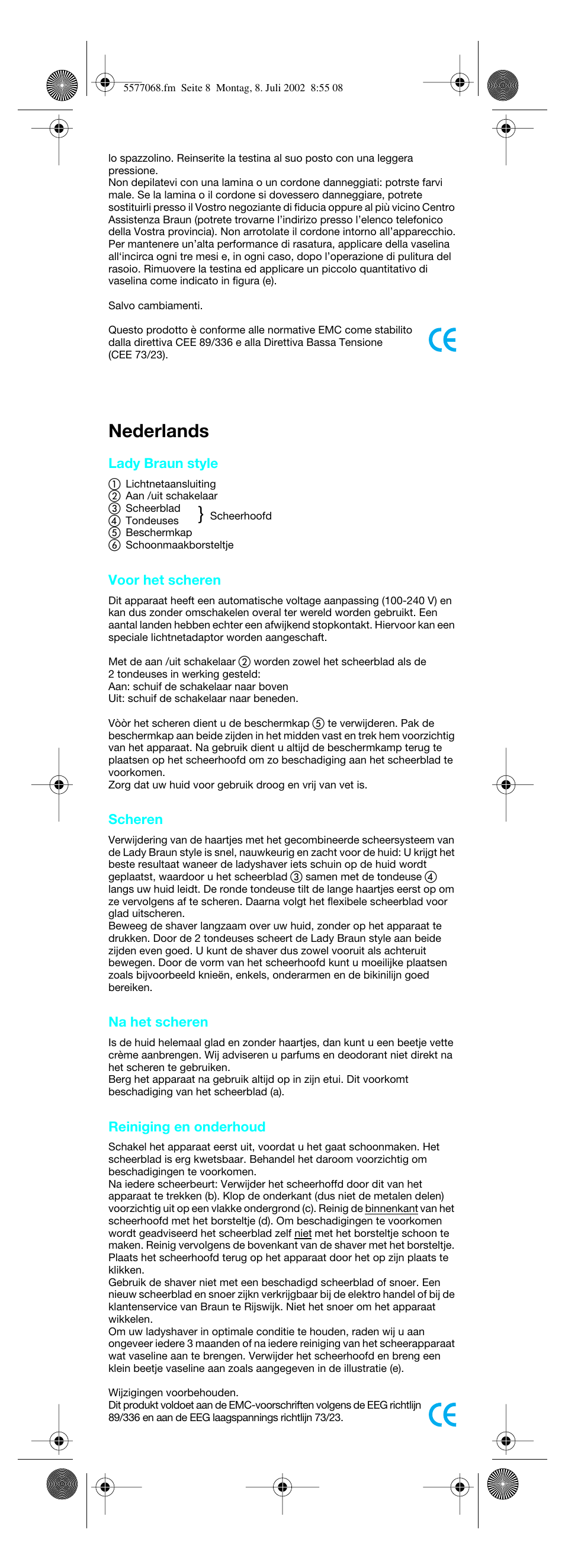 Nederlands | Braun Lady Style cord User Manual | Page 8 / 17