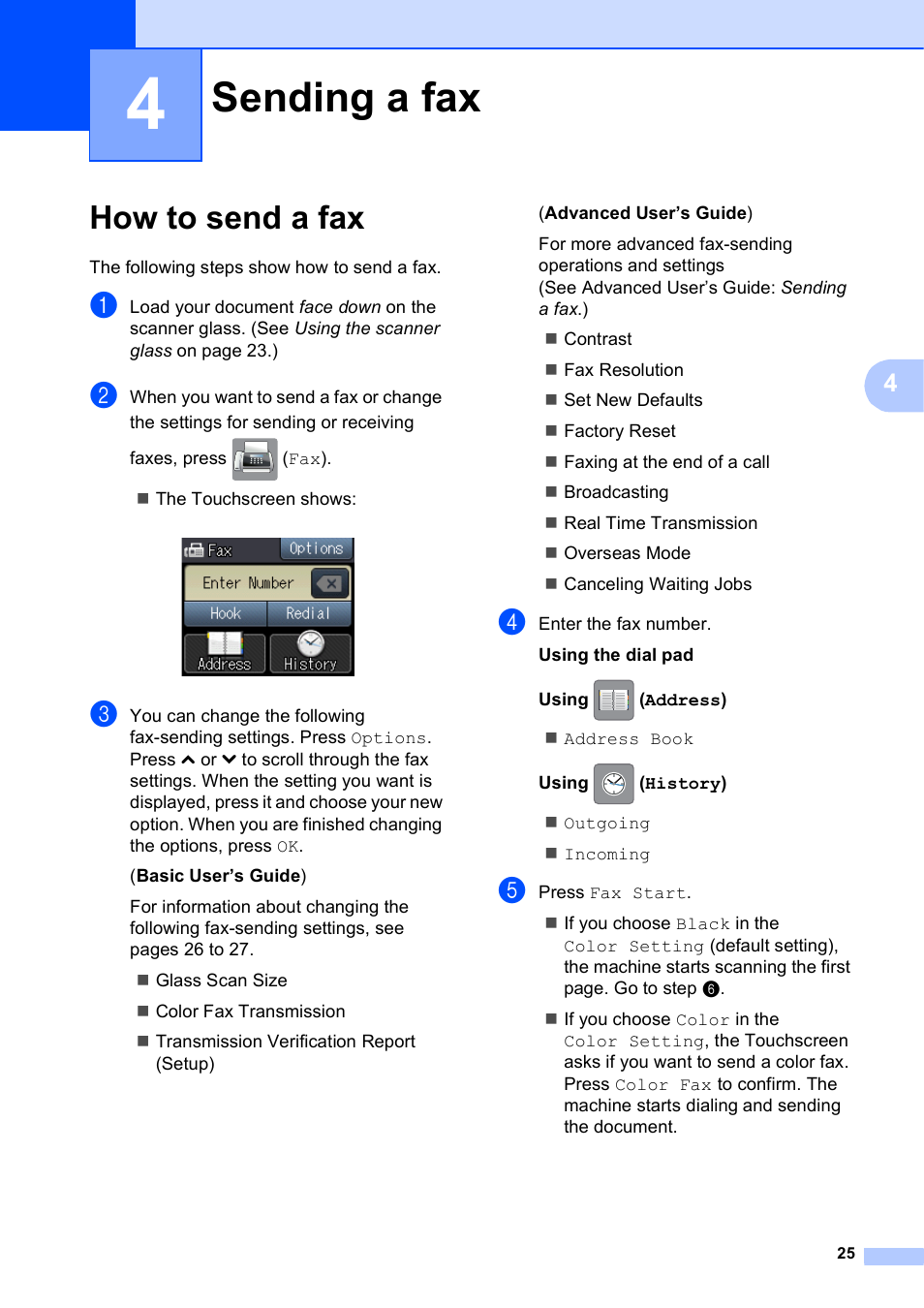 4 sending a fax, How to send a fax, Sending a fax | Brother MFC-J285DW User Manual | Page 39 / 143