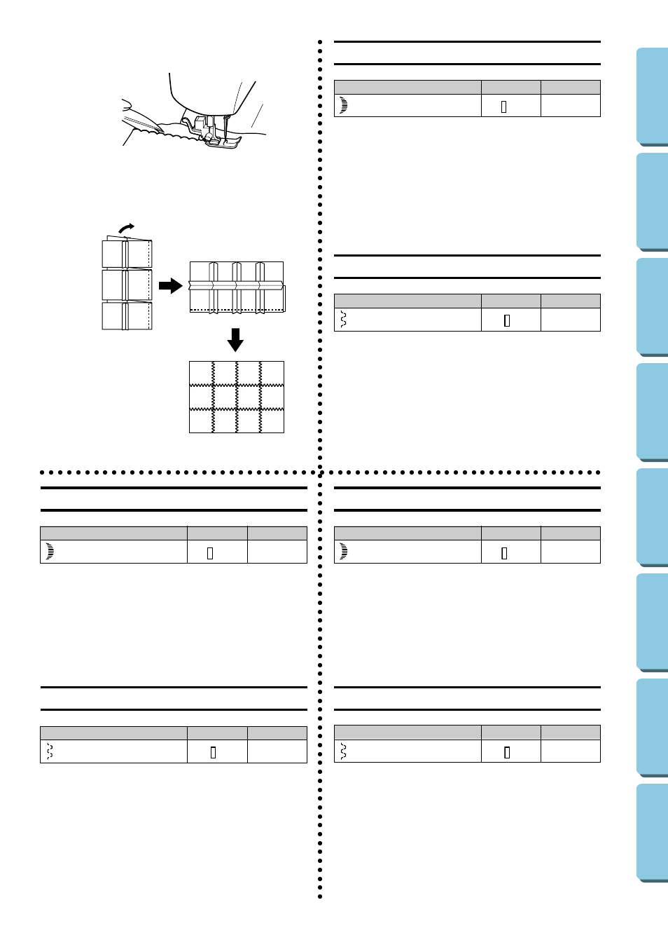 Scallop stitching, Universal stitching, Scallop stitching universal stitching | Puntada festón, Puntada universal, Point feston, Point universel | Brother XL-5130 5232 5340 User Manual | Page 46 / 77