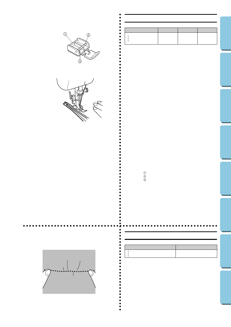 Using attachments and applications, Zipper inserting, Gathering | Zipper inserting gathering, Using a, Chments, And applica, Tions | Brother XL-5130 5232 5340 User Manual | Page 59 / 77