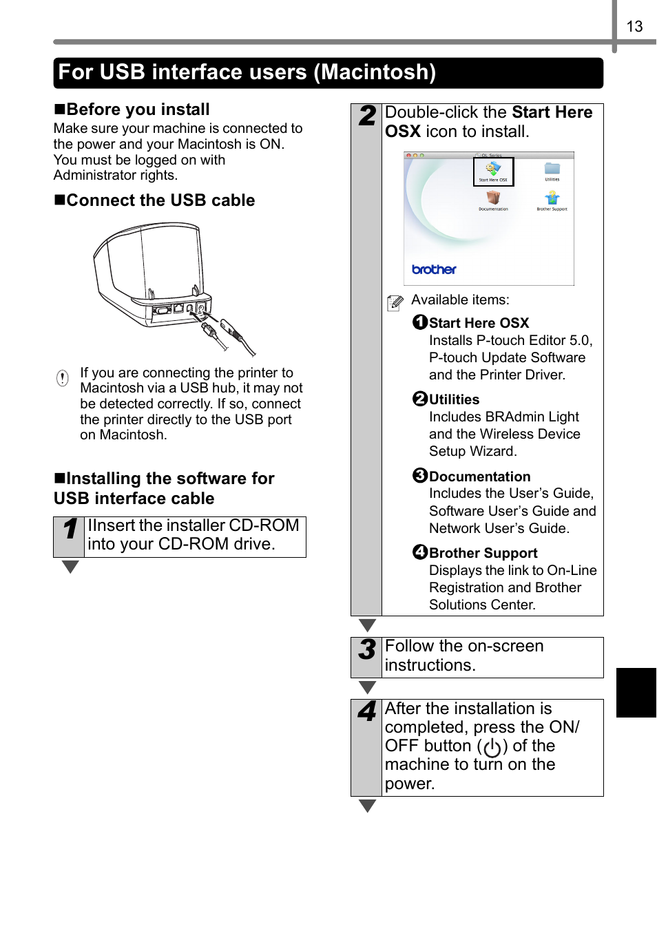 For usb interface users (macintosh) | Brother QL-720NW User Manual | Page 21 / 93