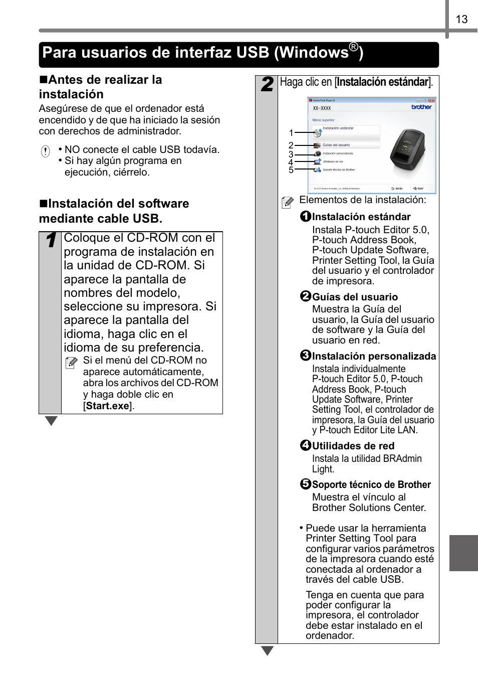 Para usuarios de interfaz usb (windows®), Para usuarios de interfaz usb (windows | Brother QL-720NW User Manual | Page 65 / 93