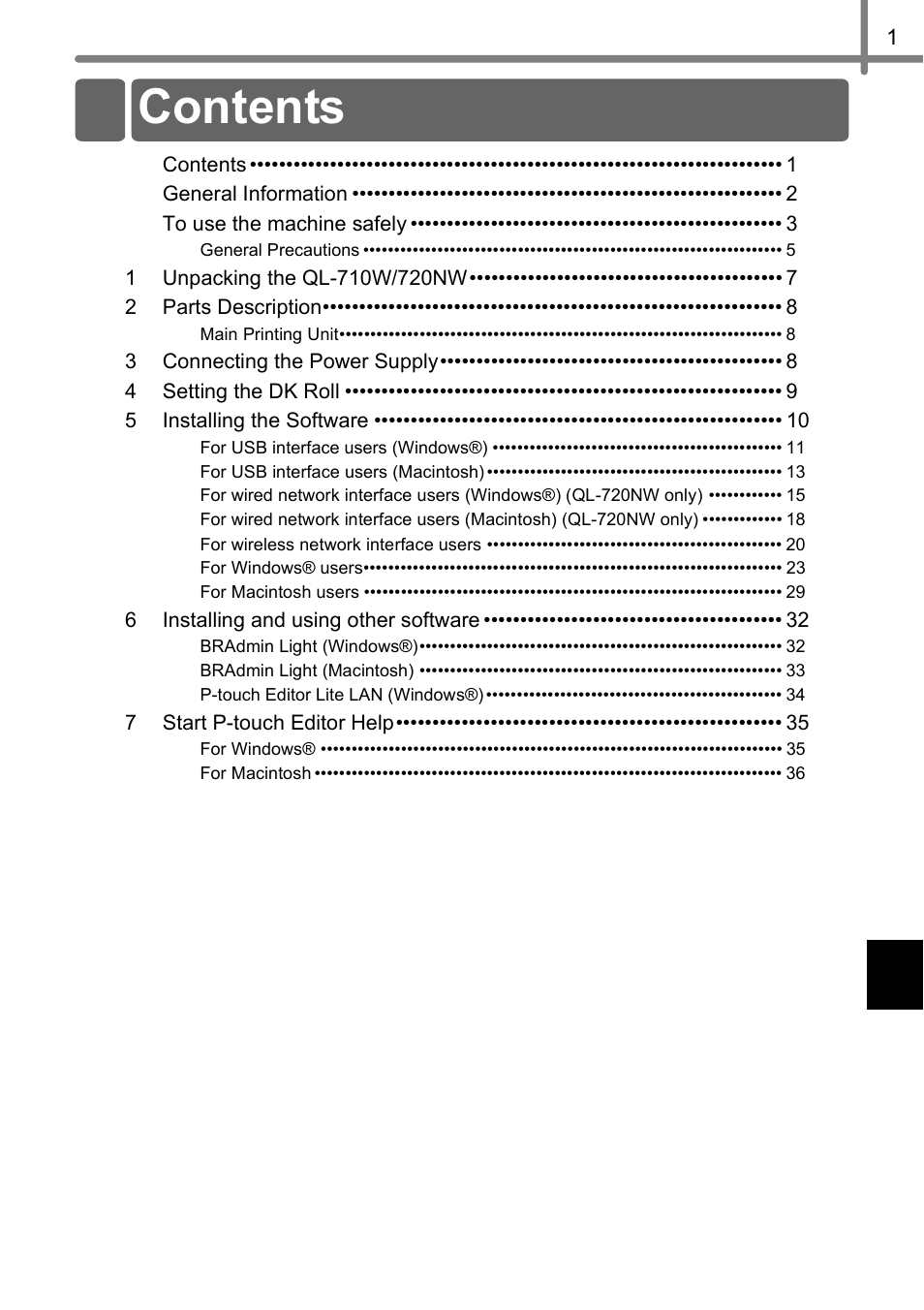 Brother QL-720NW User Manual | Page 9 / 93