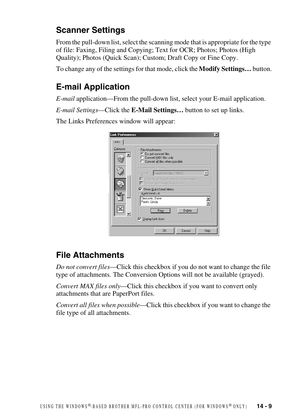 Scanner settings, E-mail application, File attachments | Brother FAX-2800 User Manual | Page 135 / 228