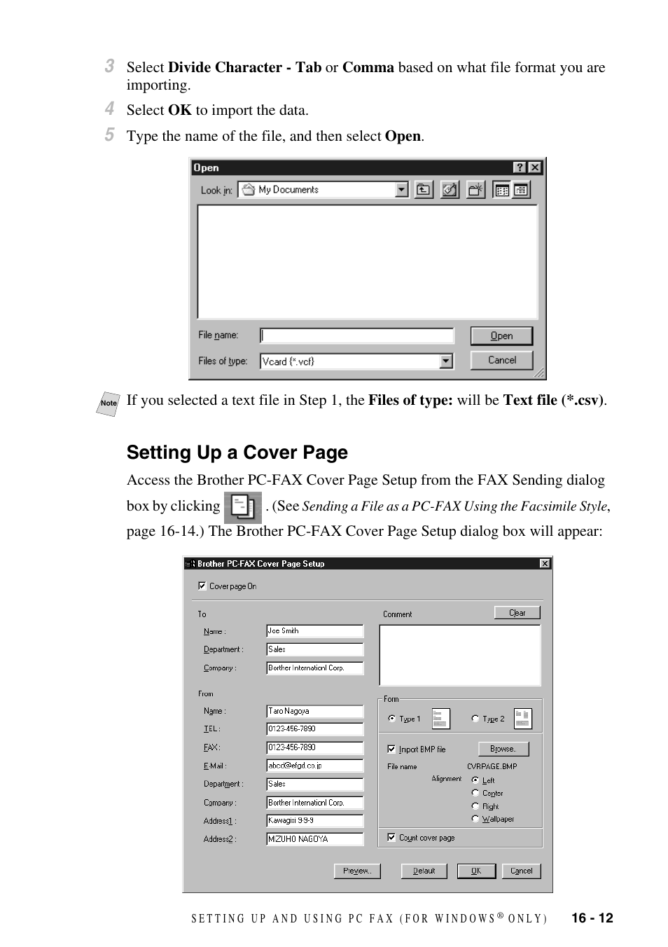 Setting up a cover page | Brother FAX-2800 User Manual | Page 161 / 228