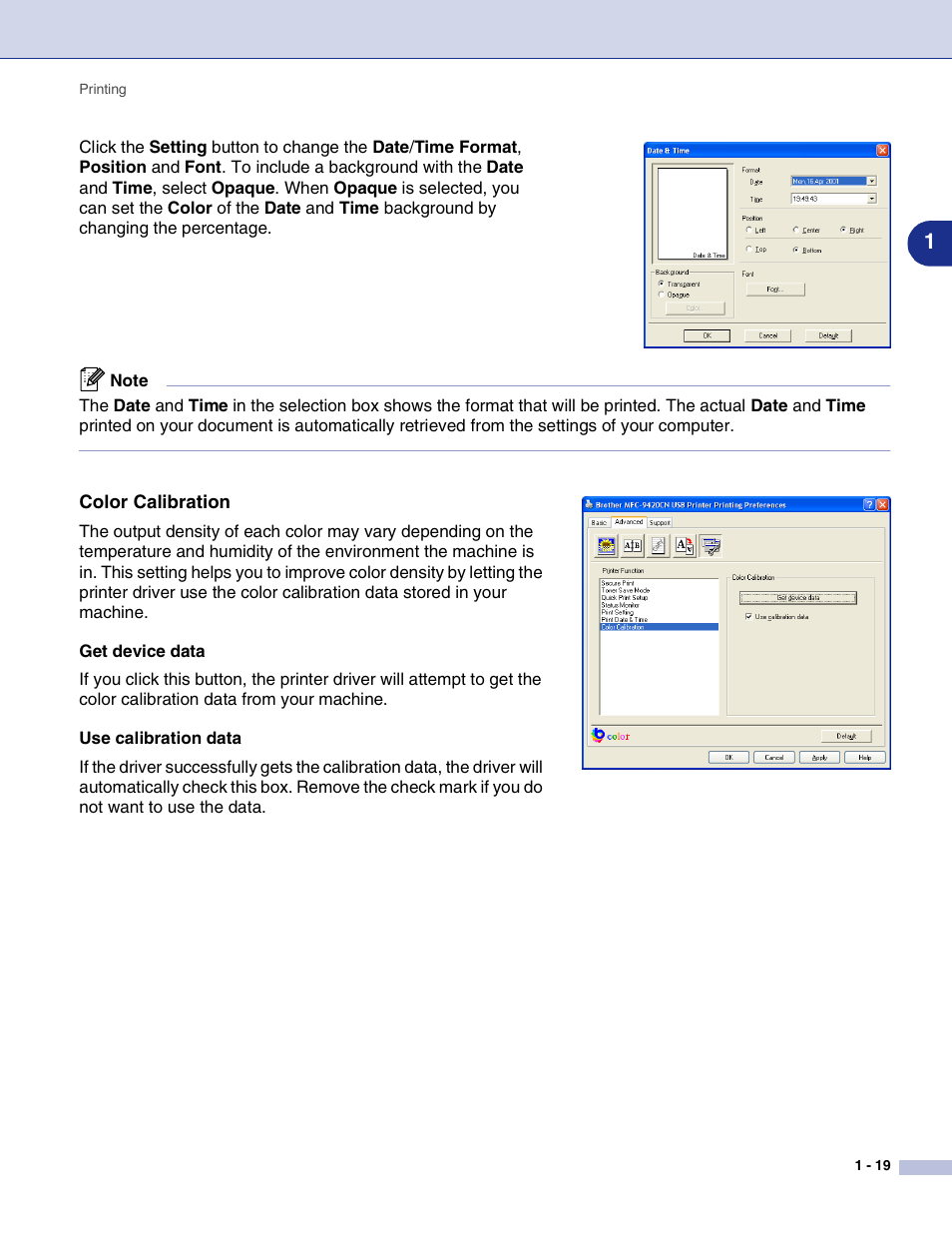 Color calibration | Brother MFC-9420CN User Manual | Page 27 / 145
