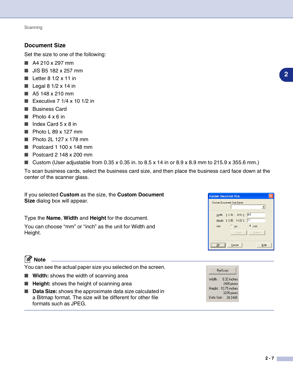 Document size | Brother MFC-9420CN User Manual | Page 40 / 145
