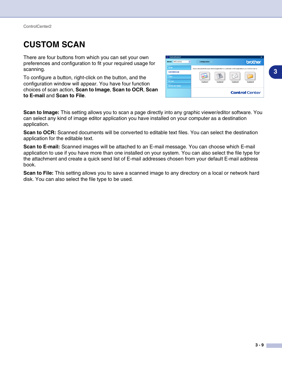 Custom scan, Custom scan -9 | Brother MFC-9420CN User Manual | Page 59 / 145