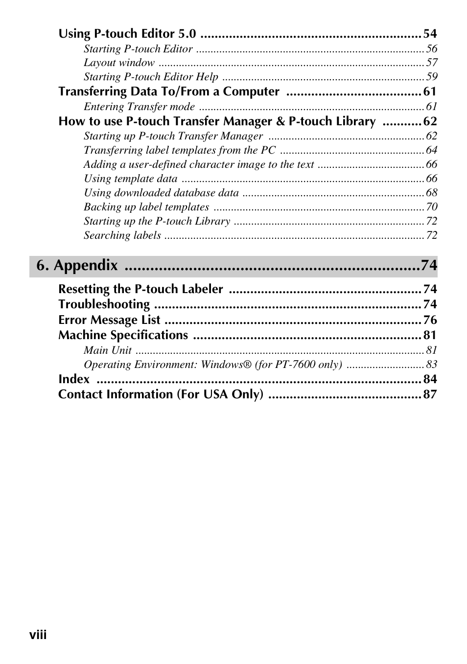 Appendix | Brother PT-7500 User Manual | Page 15 / 103