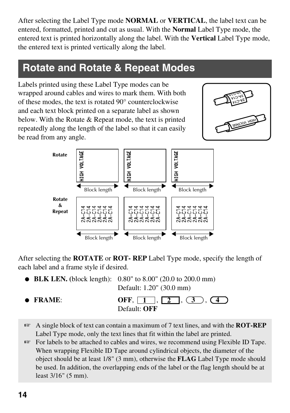 Rotate and rotate & repeat modes | Brother PT-7500 User Manual | Page 29 / 103
