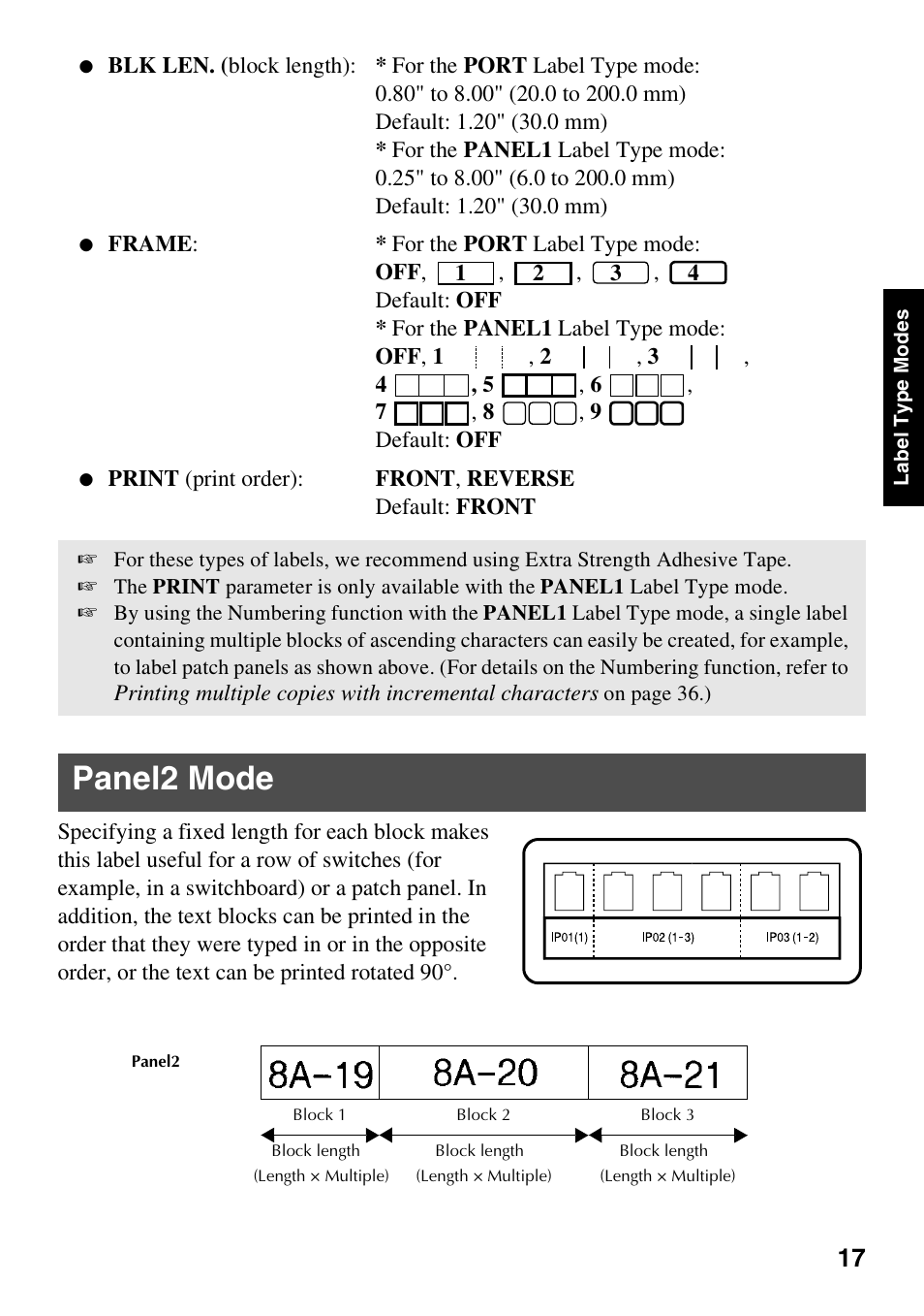 Panel2 mode | Brother PT-7500 User Manual | Page 32 / 103