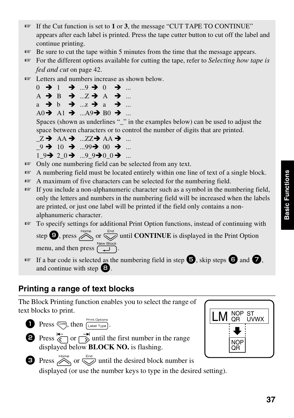 Printing a range of text blocks | Brother PT-7500 User Manual | Page 52 / 103