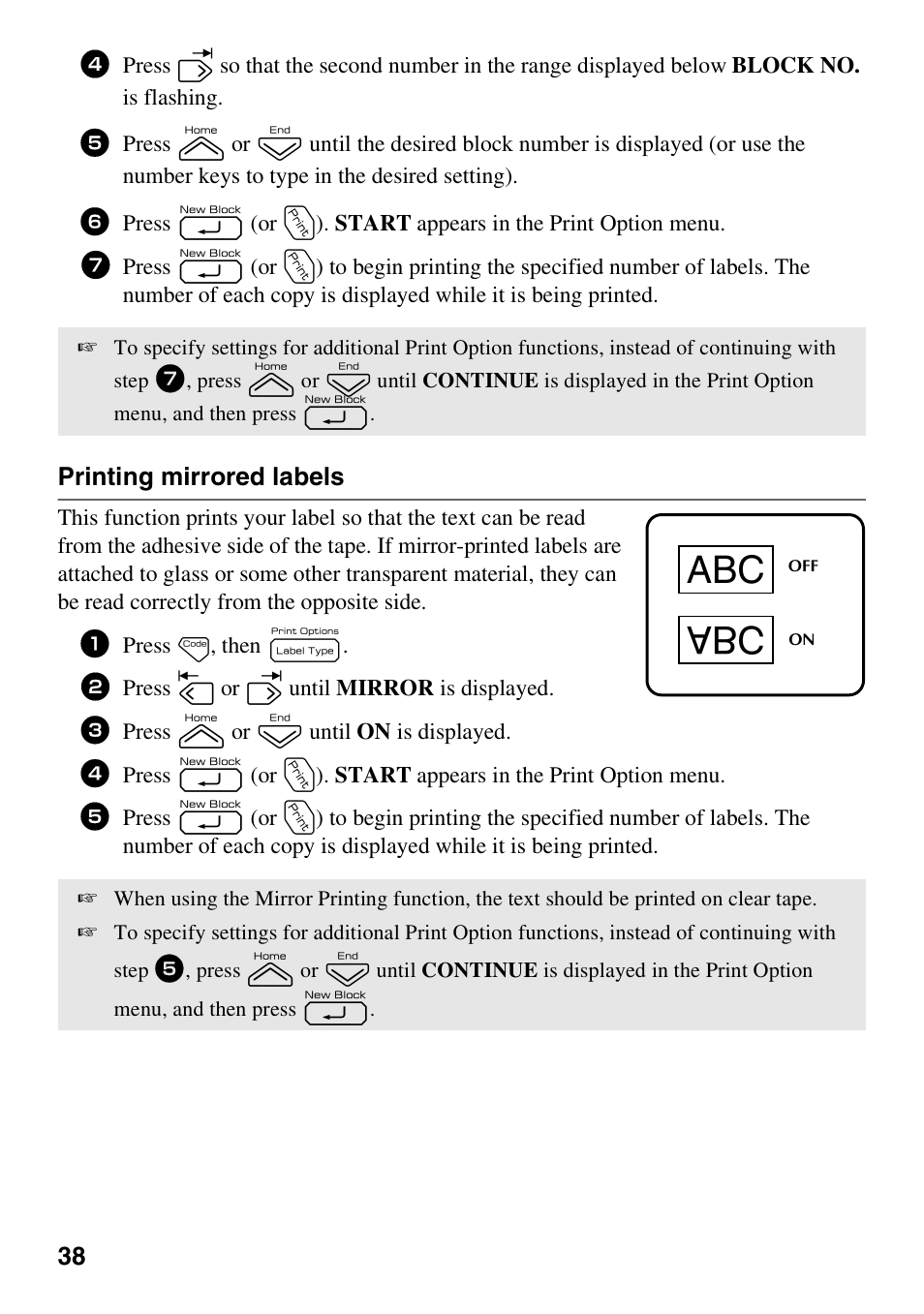 Printing mirrored labels | Brother PT-7500 User Manual | Page 53 / 103