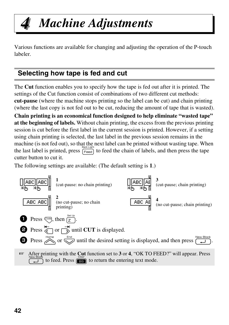 Machine adjustments | Brother PT-7500 User Manual | Page 57 / 103