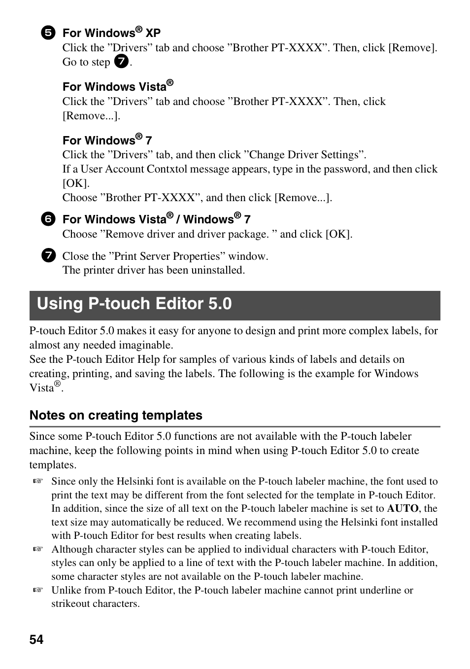 Using p-touch editor 5.0 | Brother PT-7500 User Manual | Page 69 / 103